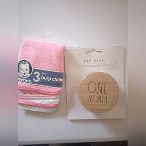Rae Dunn 12MO Disc Set & Gerber Burp Cloth Set